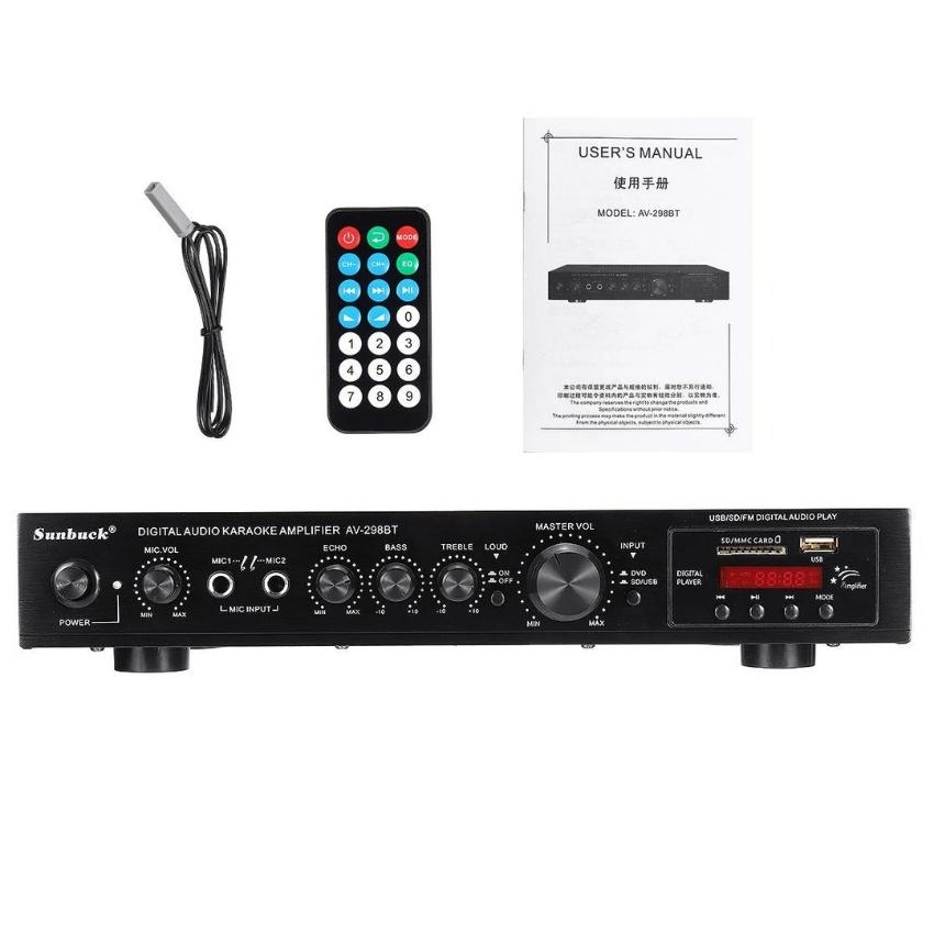 Amply karaoke Sunbuck AV- 298BT mini kết nối không dây cho xe hơi tiện lợi đem đi du lịch. amply 4 s