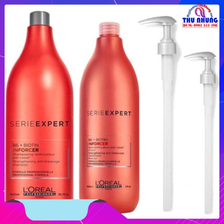 [Hcm][Loreal Chính Hãng] Dầu Gội Xả Loreal Biotin Inforcer Cho Tóc Hư Tổn Gãy Rụng 1500Ml /1000Ml