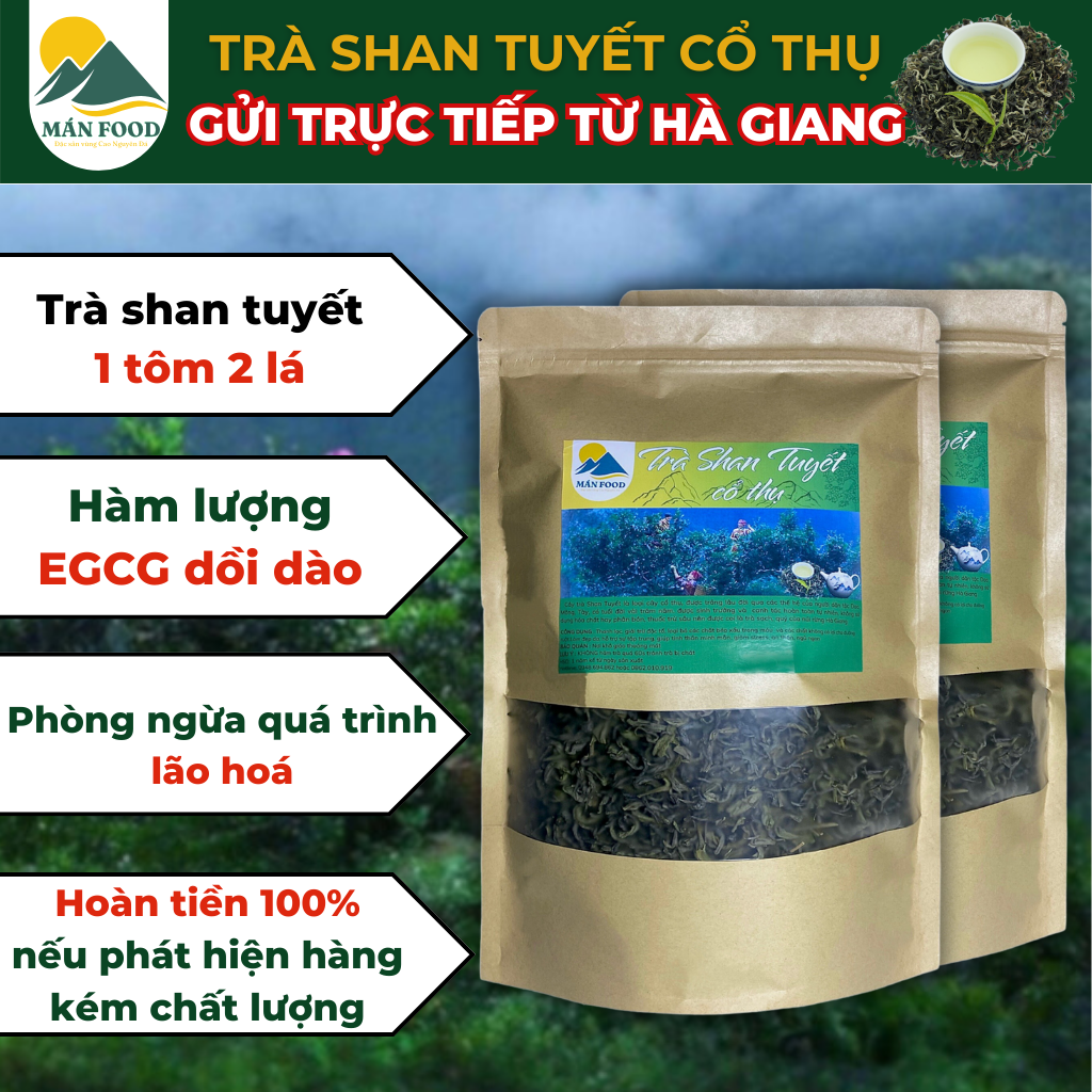 Trà shan tuyết cổ thụ Hà Giang gói 1Kg - Trà shan tuyến thơm ngon cao cấp ngọt hậu vị trà - Trà shan