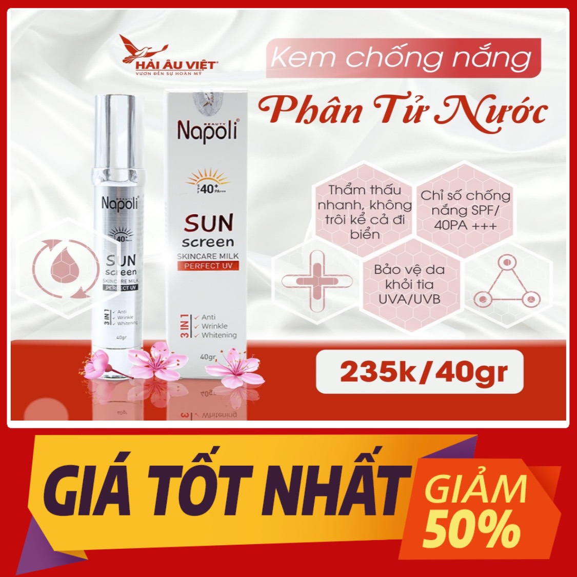 Chống Nắng Napoli (Giá Hủy Diệt) Chống Nắng Phân Tử Nước