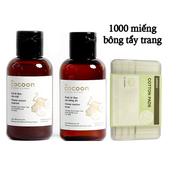 [Hcm]Combo Gel Rửa Mặt Bí Đao Và Nước Bí Đao Cân Bằng Da Cocoon Vietnam Tặng Bông Tẩy Trang