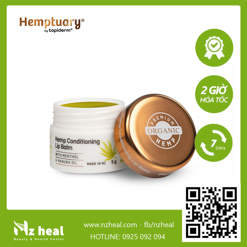 Son dưỡng hữu cơ giảm chàm môi nứt nẻ môi Hemptuary Conditioning Hemp Lip Balm 5g