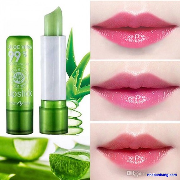 Combo 2 Son Dưỡng Môi Có Màu Aloe Vera 99% Dưỡng Ẩm Hồng Môi