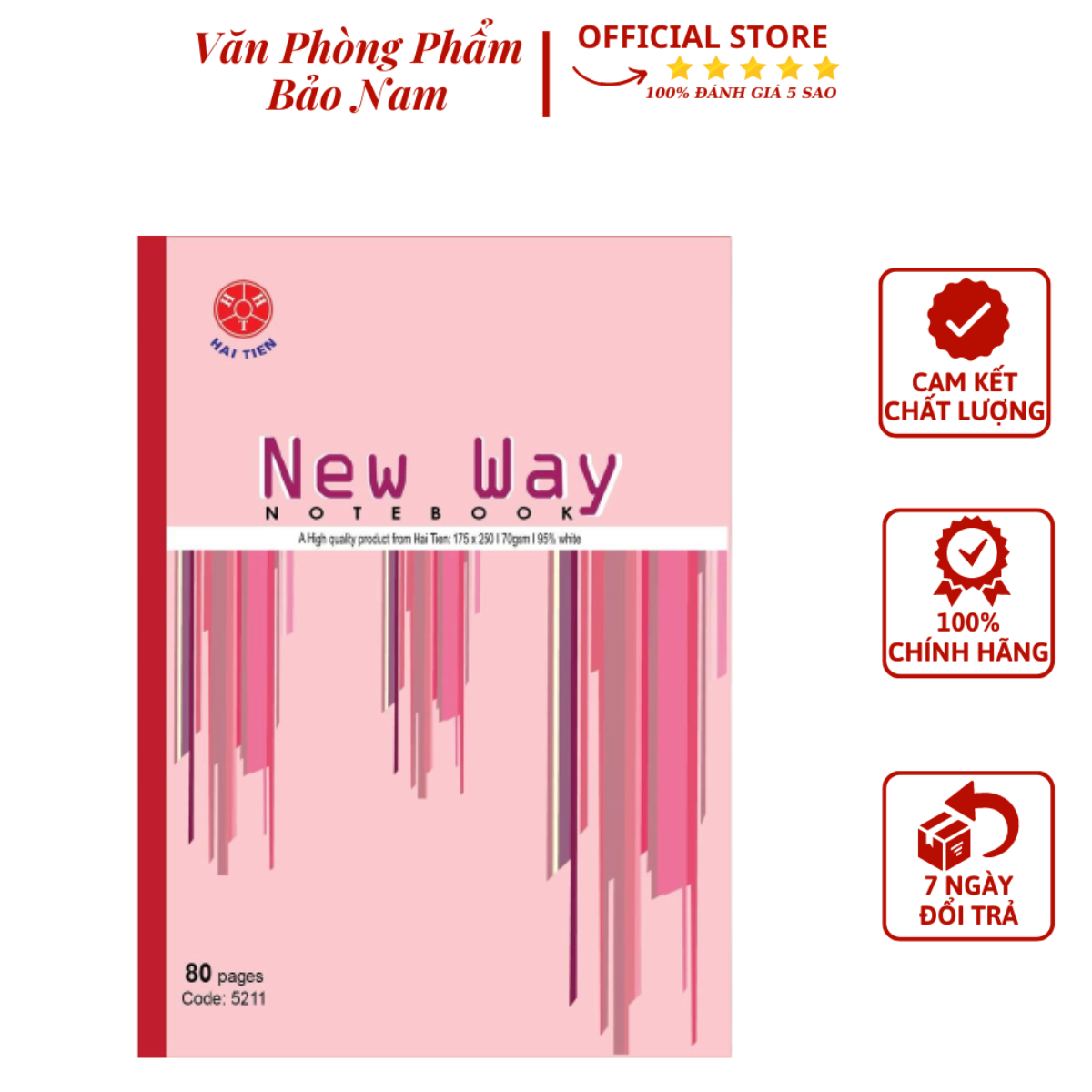 Văn Phòng Phẩm Bảo Nam - Hải Tiến Vở Kẻ Ngang Hải Tiến - Lốc 10 Quyển Newway (80 Trang)