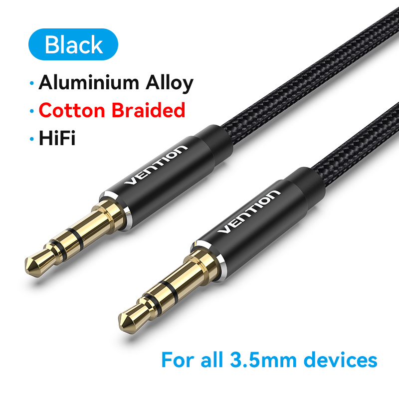 Vention Dây 3 5mm 2 Đầu Cáp Âm Thanh Đầu Đực Sang Đầu Đực 3.5Mm Hợp Kim Nhôm Cho Điện Thoại Máy Tính