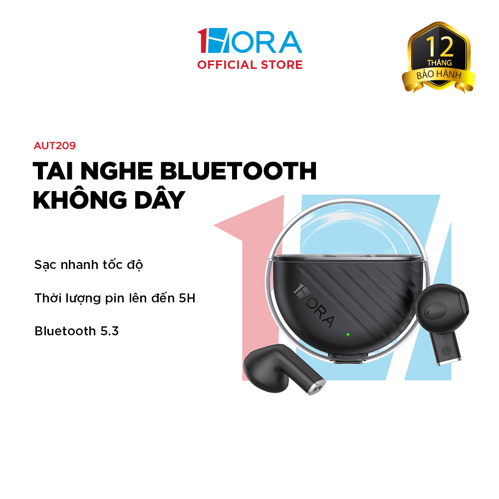 Tai nghe Bluetooth Không Dây 1HORA - Màu đen/trắng - AUT209