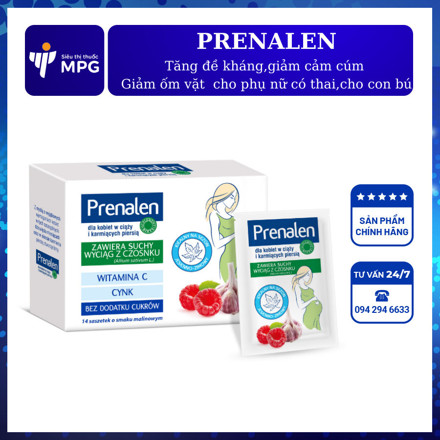 Prenalen ( Hộp 14 Gói): Tăng Đề Kháng Giúp Giảm Cảm Cúm Ốm Vặt Ở Phụ Nữ Có Thai Và Cho Con Bú (Made In Ba Lan)