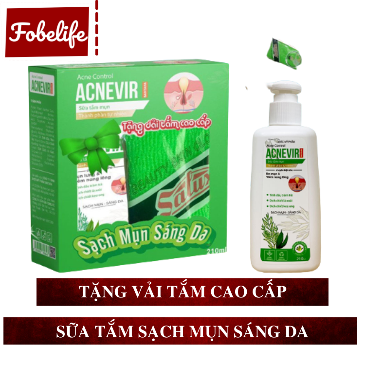 [Hcm]Sữa Tắm Trị Mụn Lưng Và Viêm Nang Lông Acnevir/ Chai 210Ml - Mua 1 Tặng 1