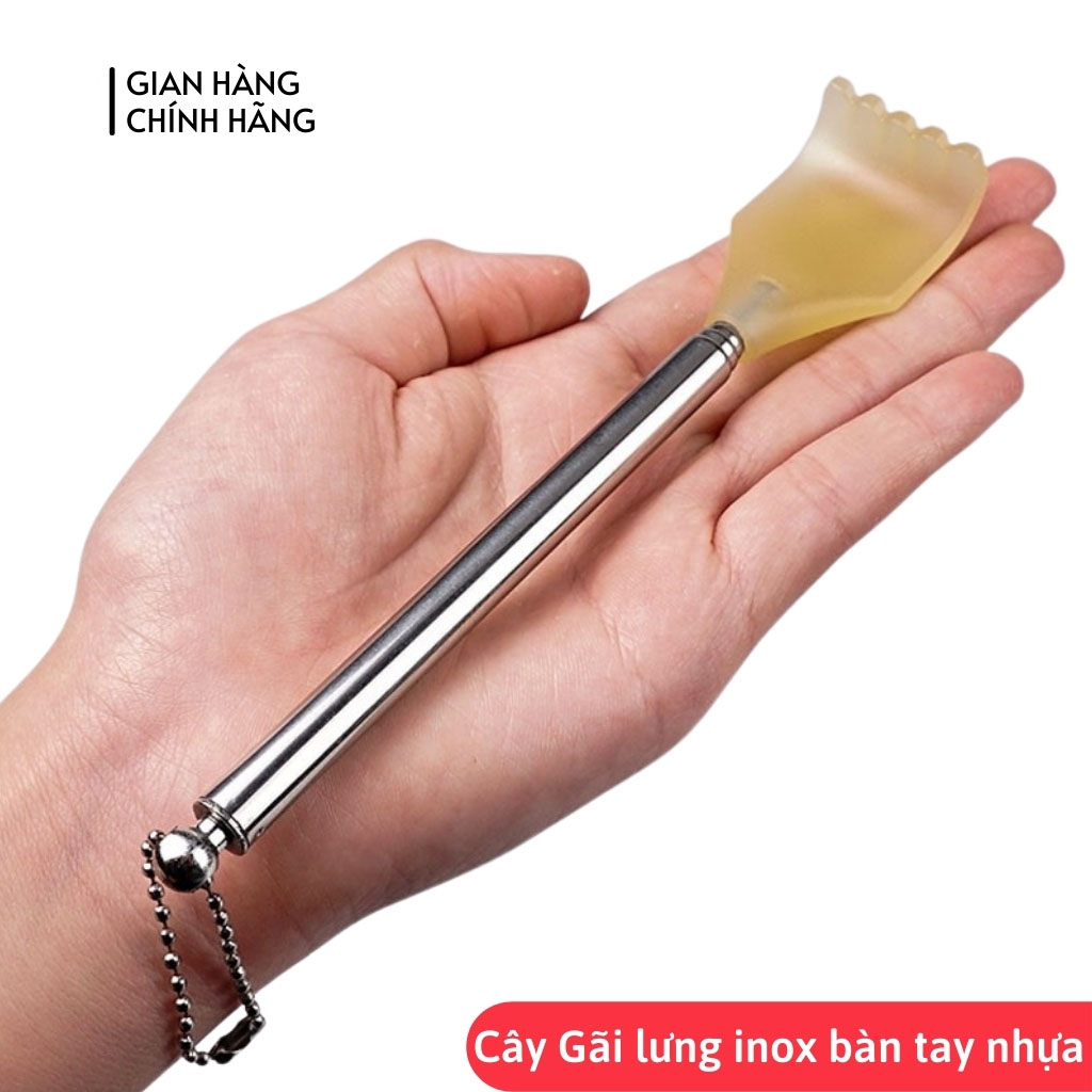 [Hcm]Cây Gãi Lưng Rút Gọn Tuỳ Chỉnh Chiều Dài Hình Bàn Tay Thông Minh Cán Inox Không Gỉ Phần Gãi Bằng Nhựa Cứng Loại Tốt