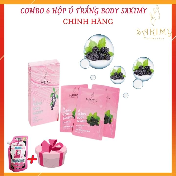 Combo 6 Hộp Ủ Trắng Body Sakimy Cho Làn Da Sáng Mịnhồng Hào Da (Chính Hãng)