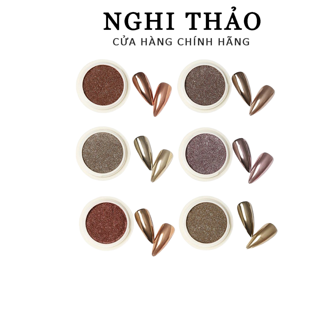 Bột tráng gương nail 6 màu trang trí móng