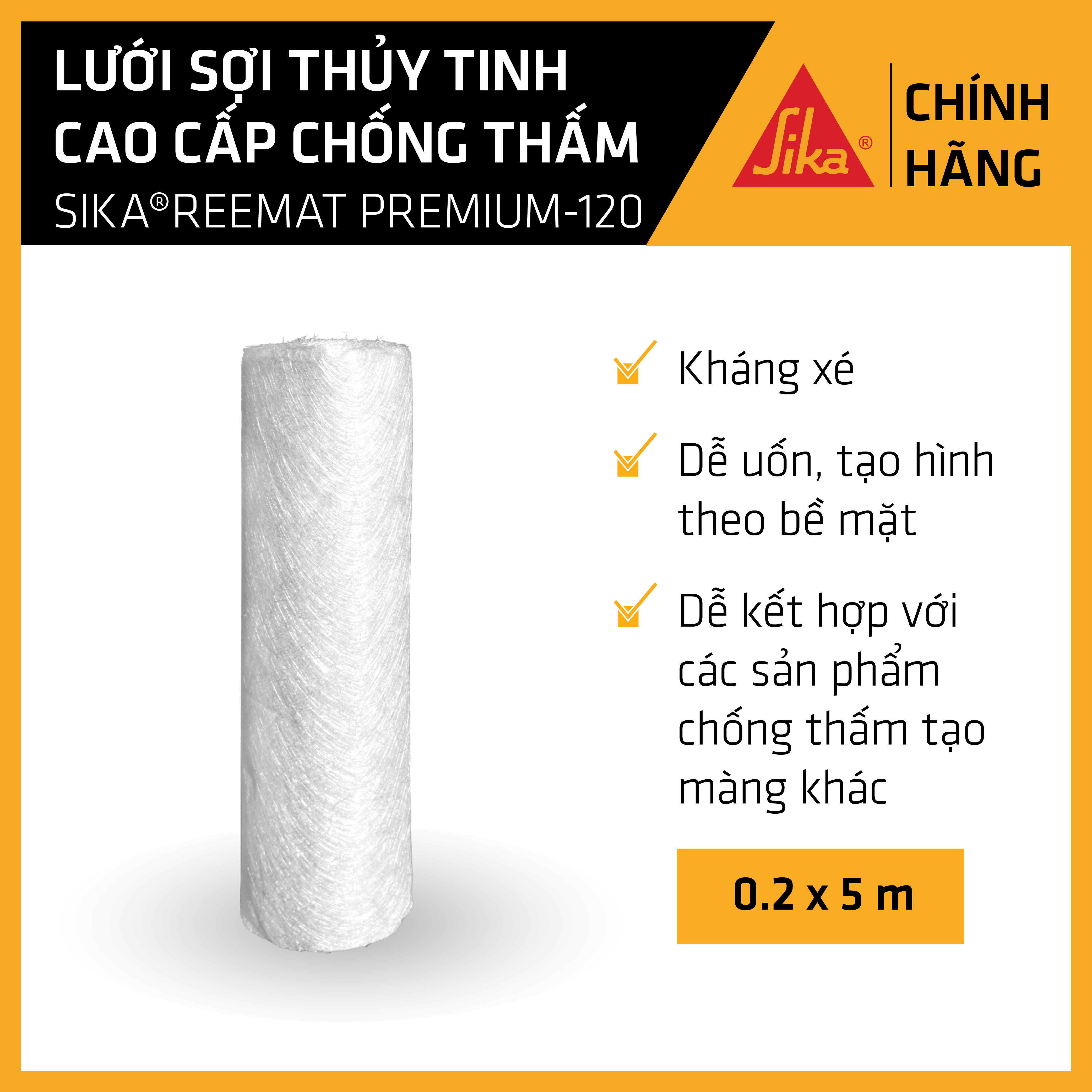 Sika - Lưới sợi thủy tinh cao cấp chống thấm Sika ® Reemat Premium 120 0.2x5m