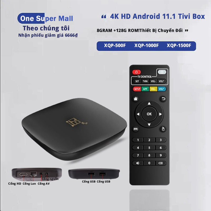 8GRAM +128G ROM!Thiết Bị Chuyển Đổi D9 TV Box 2.4G+5G Wifi 4K HD Android 11.1 Tivi Box