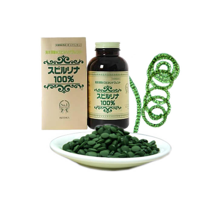 Tảo xoắn hộp tem đỏ 2200 viên Spirulina Nhật Bản [Date 1/2023]
