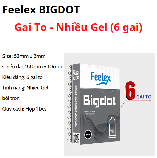 Bao cao su Feelex Bigdot  có bi to nhiều gel bôi trơn