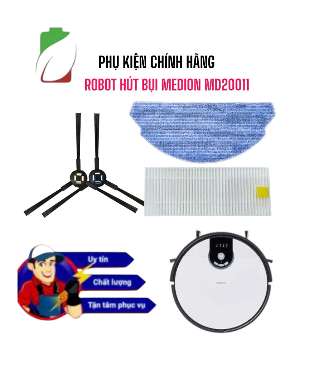 CẶP CHỔI CẠNH(CHÍNH HÃNG) CHO ROBOT HÚT BỤI MEDION MD20011