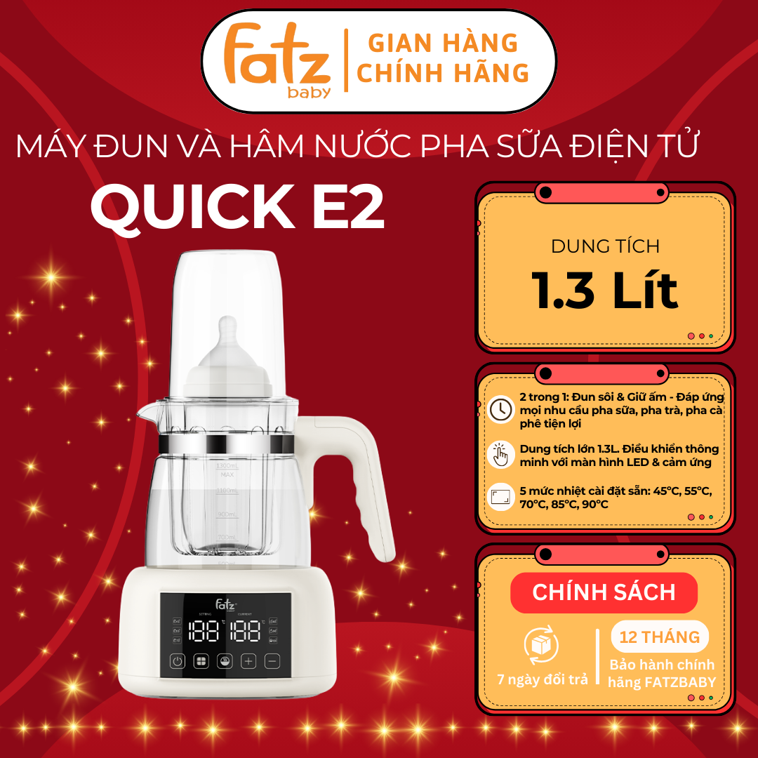Máy đun và hâm nước pha sữa điện tử FATZ BABY Quick E2 FB3507HB dung tích 1.3L hâm sữa tiện lợi