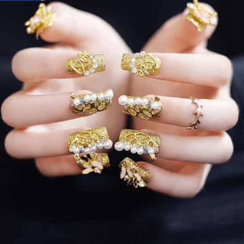 Set 50 Lá Dát Vàng Dát Bạc 9 Màu Sắc Dùng Trong Trang Trí Sáng Tạo Móng Tay Nails