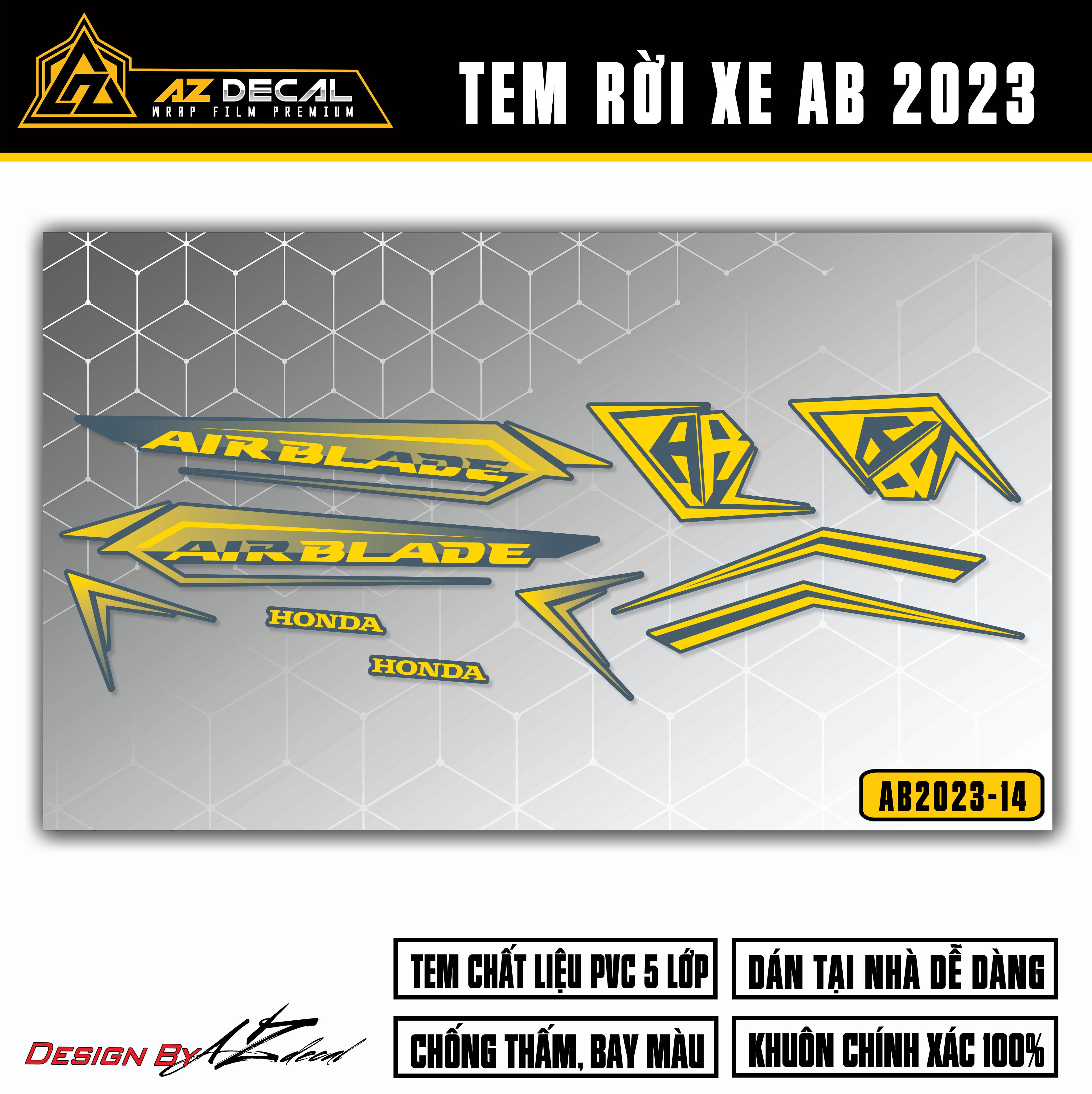 Tem AirBlade 2023 Thiết Kế Tem Chỉ | AB2023-14 | Team Decal Hình Dán Xe Máy AB Air Blade Đen Đỏ Xanh