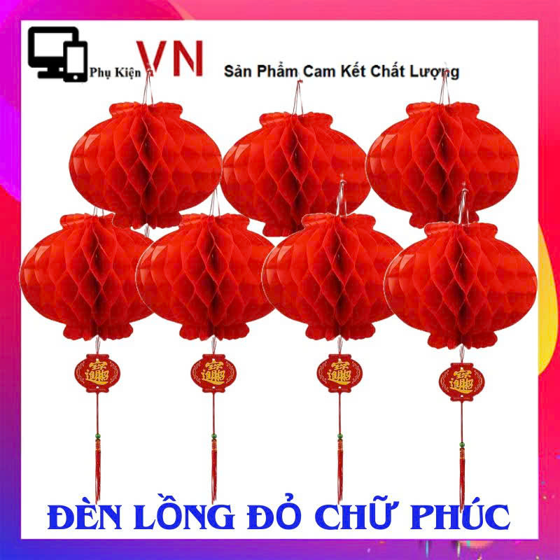 SET 10 Đèn Lồng Đỏ Nilon Chữ Phúc Treo Trang Trí Lễ Tết 2026 - Combo 10 Đèn Lồng Tổ Ong Trang Trí Lễ Hội Tết Cổ Truyền - Đèn Lồng Giấy Đỏ Ni Lông Chống Nước- Lồng Đèn Đỏ Treo Trang Trí Tết Trang Trí Lễ Hội Tiệc Tùng