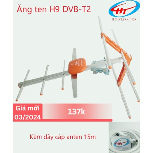 Anten HKD H9 có khuếch đại có cục nguồn adapter 5V kèm dây cáp anten 15m
