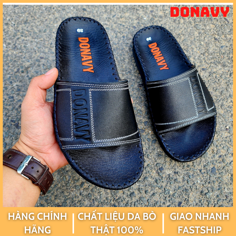 Dép nam quai ngang da bò DONAVY Cao cấp nhập khẩu hàng rất chất lượng chi tiết sắc sảo D.BVY