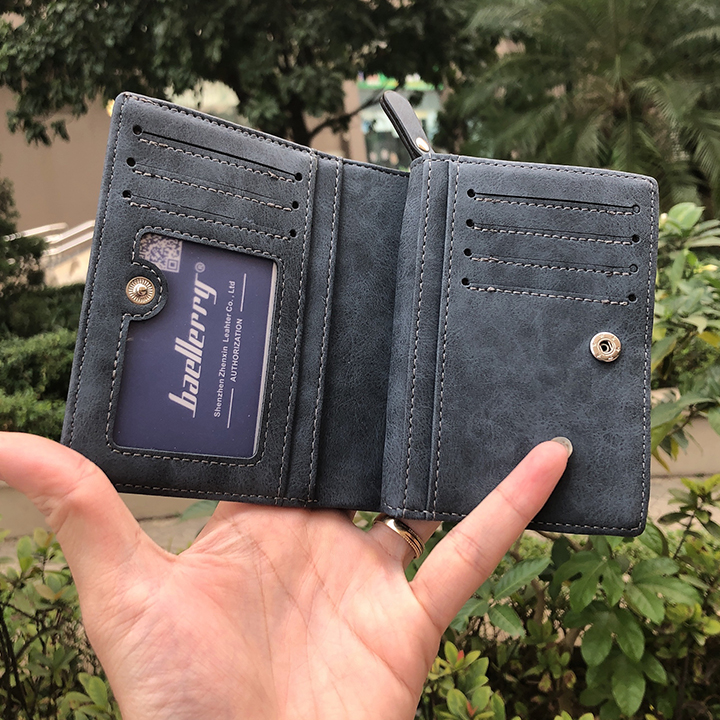 Ví Nam Da - Bóp Da Lộn Nam Dáng Đứng D2341 Có Khóa Kéo Cúc Bấm Chính Hãng Baellerry Đựng Tiền Và Thẻ