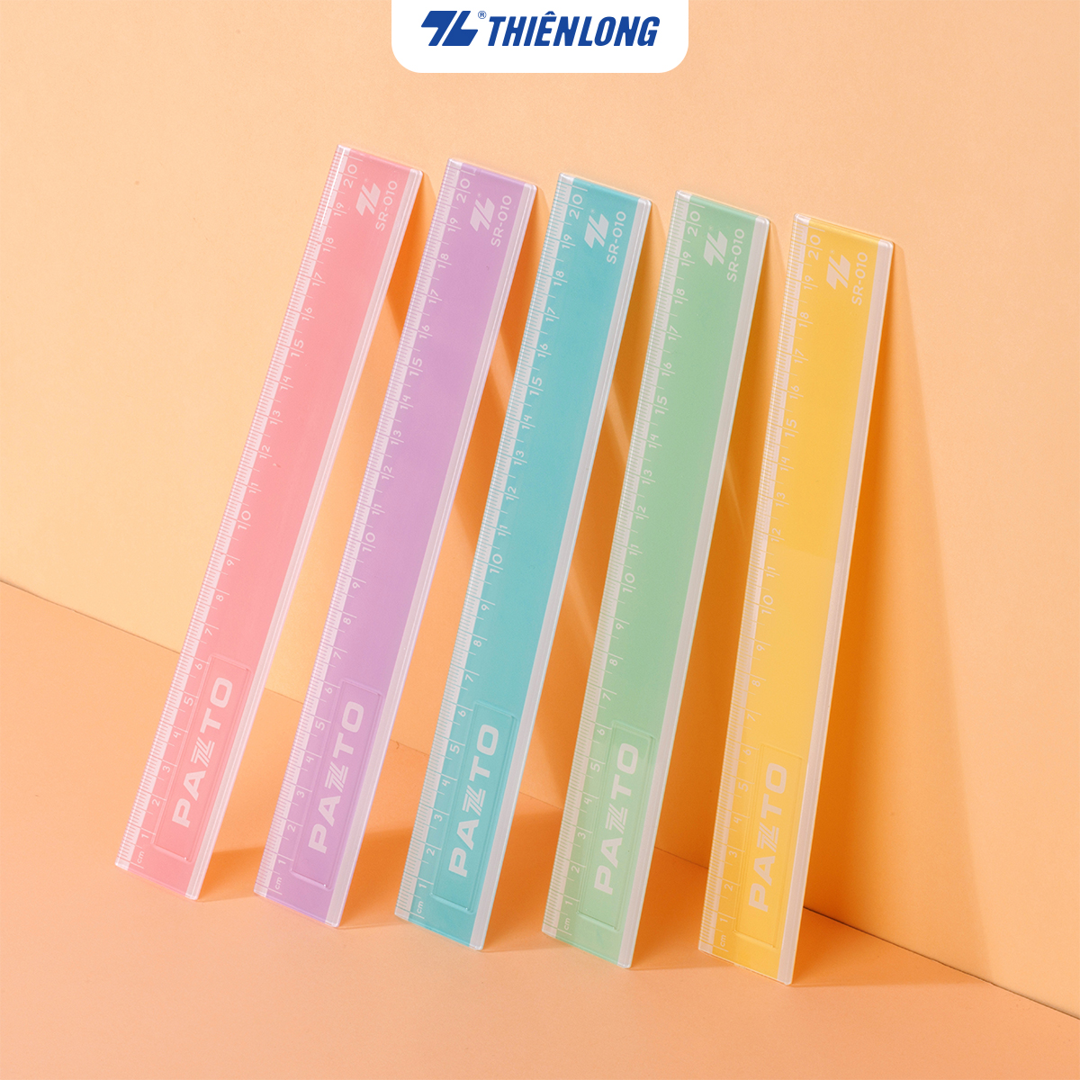 Combo 5/10/20 Thước nhựa thẳng màu Pastel dài 20 cm Thiên Long Pazto SR-010 - Màu giao ngẫu nhiên
