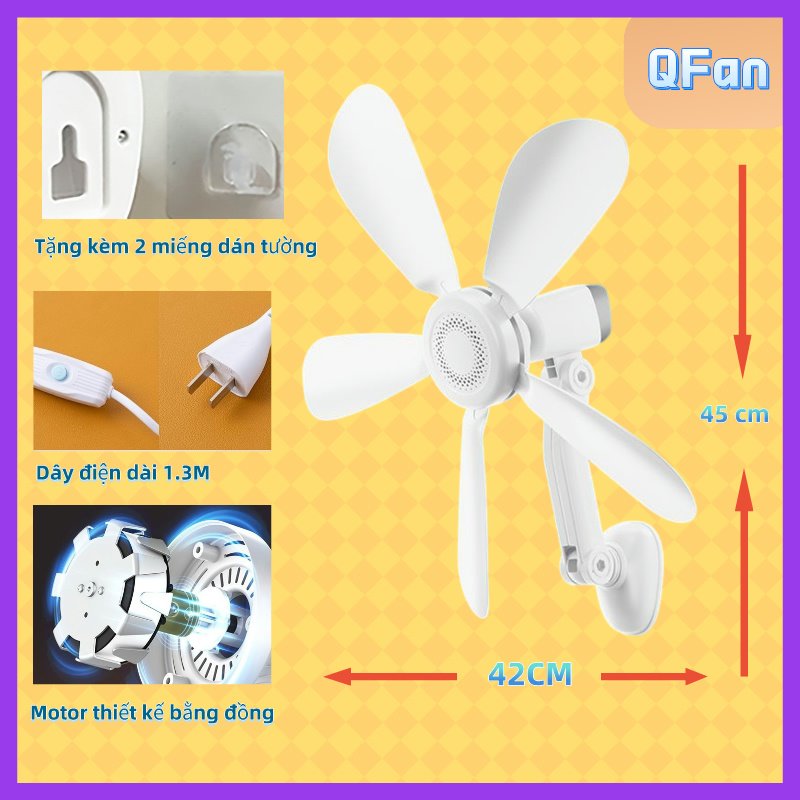 Quạt điện mini gắn tường không cần khoan  quạt treo tường trần nhà phòng bếp Fan