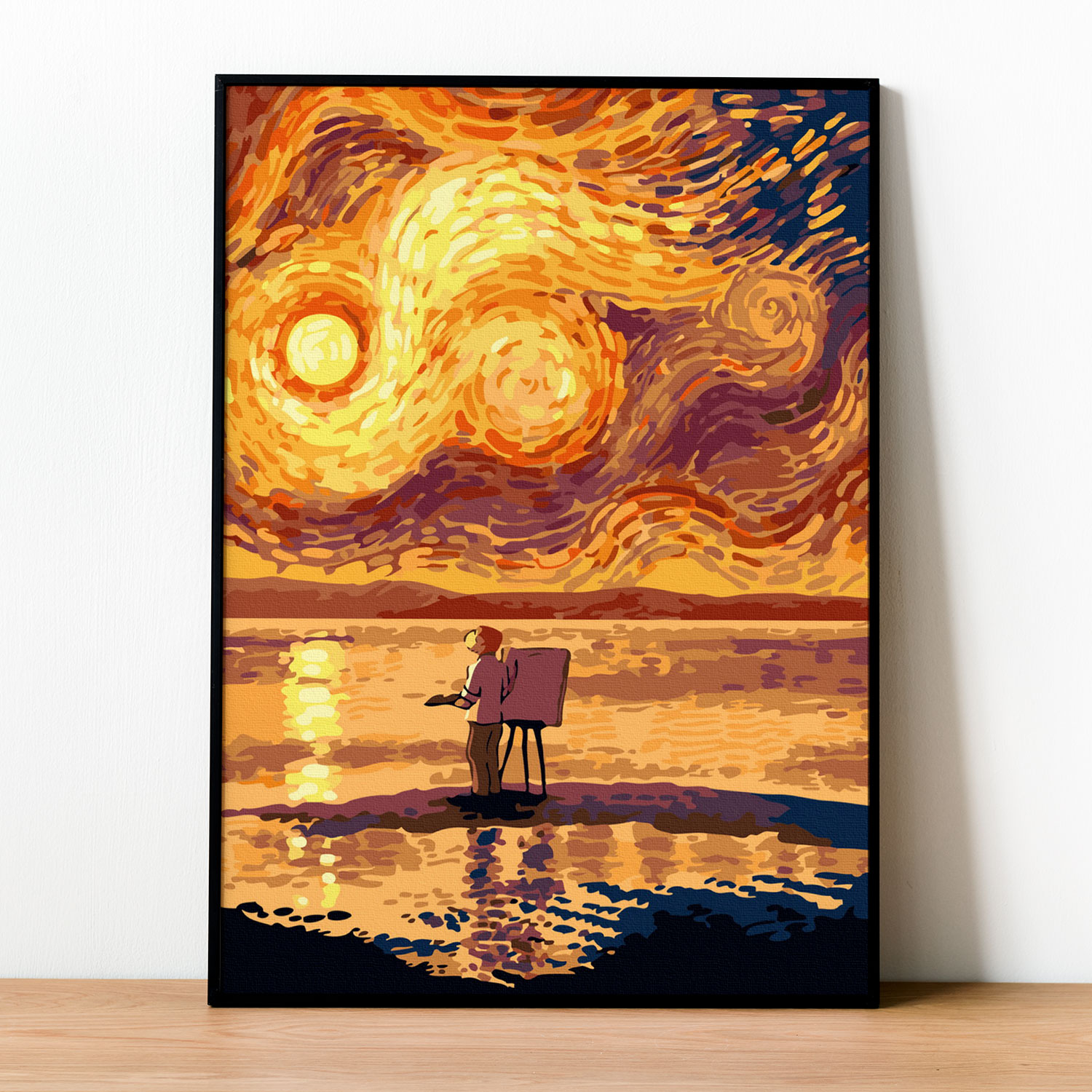 ✅Tranh số hóa Van Gogh Ánh hoàng hôn đã căng khung 40x50cm
