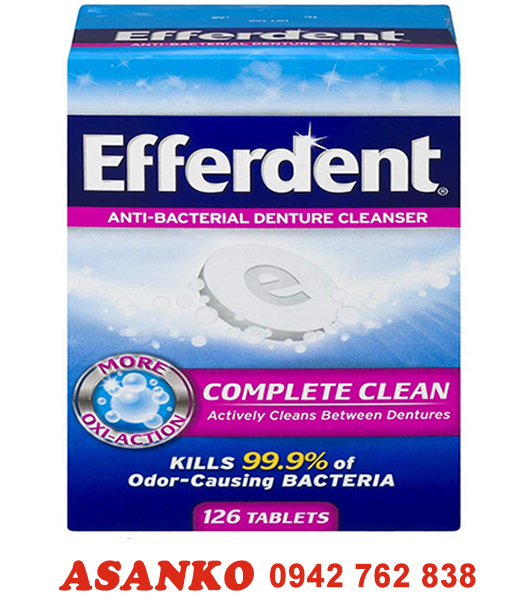 [Hcm][Usa Date 2023] Viên Sủi Ngâm Răng Hàm Giả 126 Viên. Efferdent Complete Clean Anti - Bacterial Denture Cleanser 126 Tablets