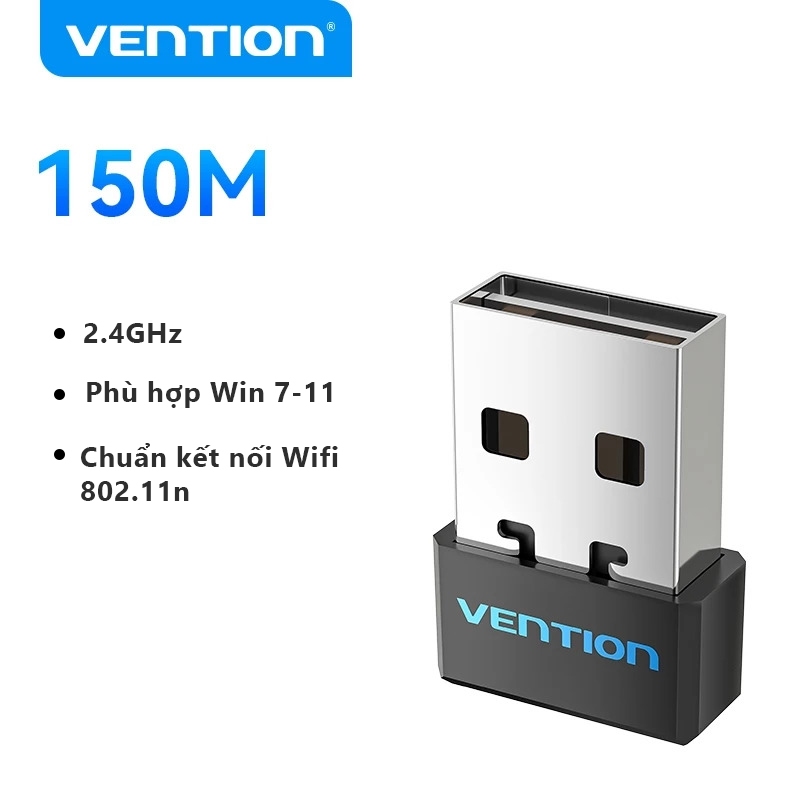 Bộ Phát USB WiFi 2.4GHz/5G Không Dây Vention - Bộ Chuyển Đổi WiFi USB Card Mạng 600M Băng Tần Kép T