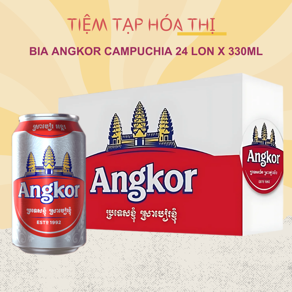 Thùng 24 Lon Bia Angkor Campuchia 330ml Nồng Độ 5%