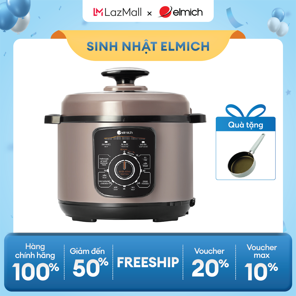 Nồi áp suất cơ Elmich PCE-8792, dung tích 5L, an toàn với van xả tự động