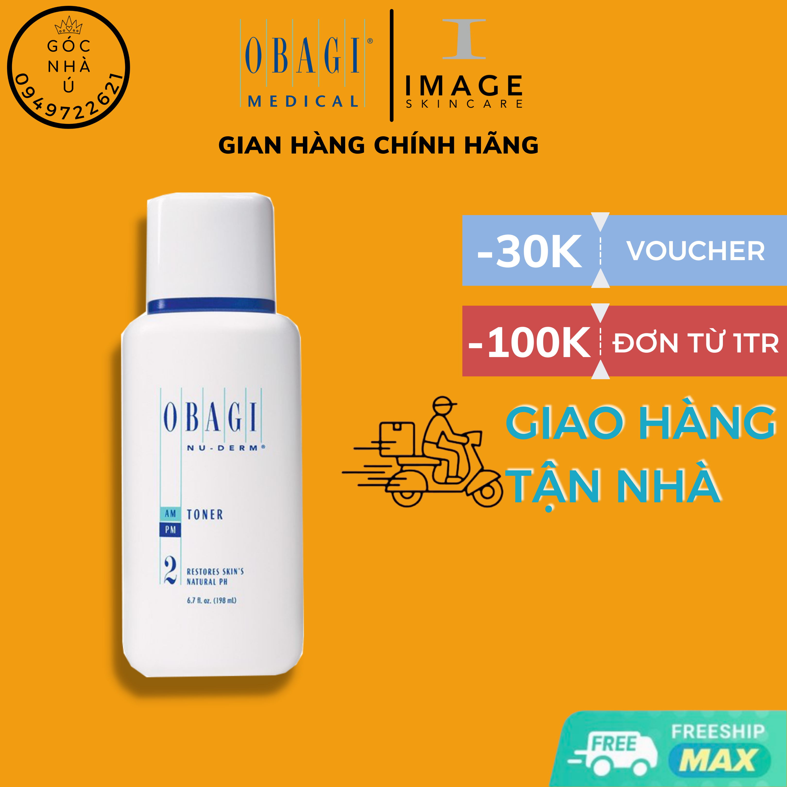 Nước Hoa Hồng Obagi Nuderm Toner #2 (Cho Mọi Loại Da) - 200Ml - Hàng Chính Hãng.