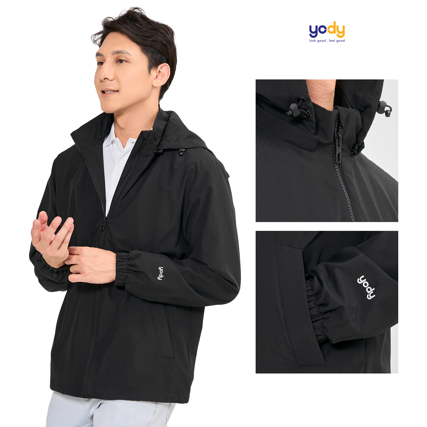 Áo khoác gió nam YODY 3C Pro mới áo khoác vải dù 2 lớp ấm áp cản gió cản bụi chống thấm nước AKM6017