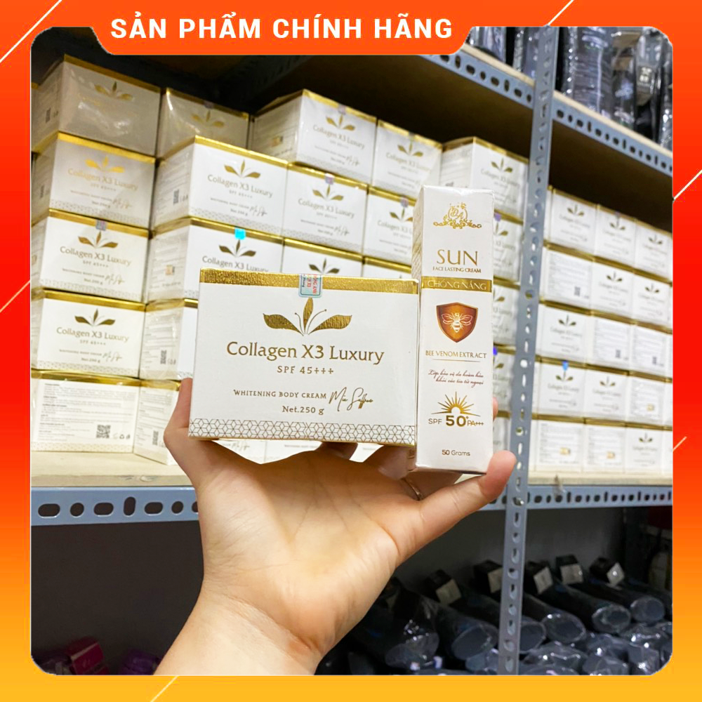 [Chính Hãng] Combo Kem Body Collagen X3 Luxury + Kem Chống Nắng Mỹ Phẩm Đông Anh