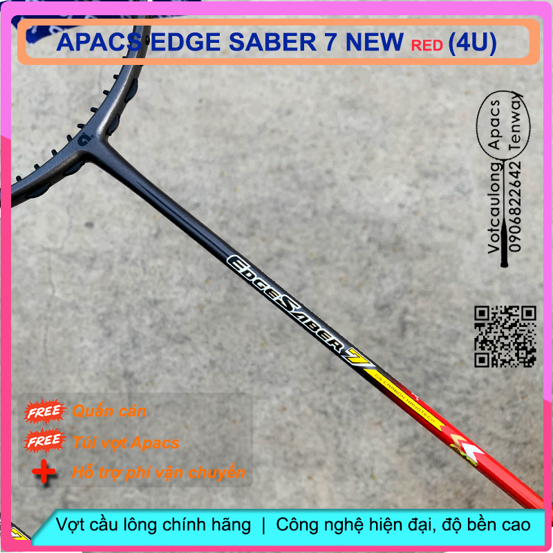 Vợt cầu lông Apacs Edge Saber 7 (4U) NEW red | Vợt chính hãng phù hợp đánh phong trào