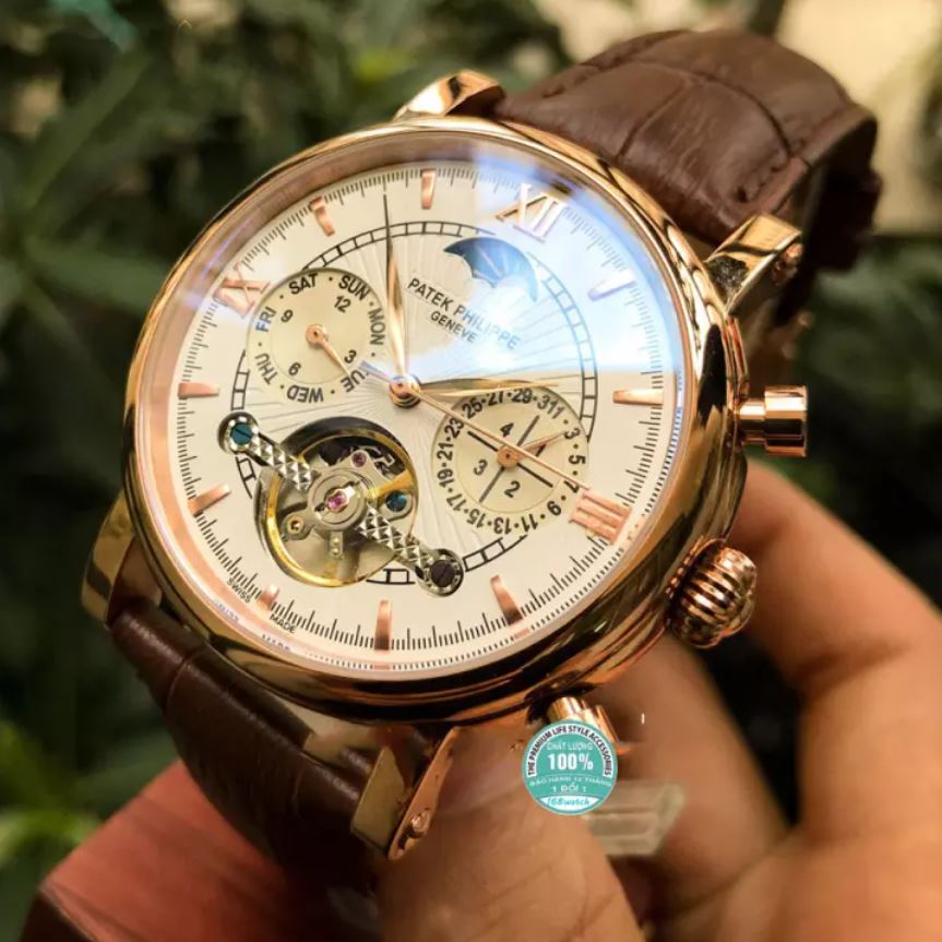 [ ĐỒNG HỒ HÀNG HIỆU GIÁ SỈ ] {VIDEO} Đồng Hồ Nam Patek Philippe Máy cơ automatic TẶNG 1 VÒNG ĐÁ Chạy