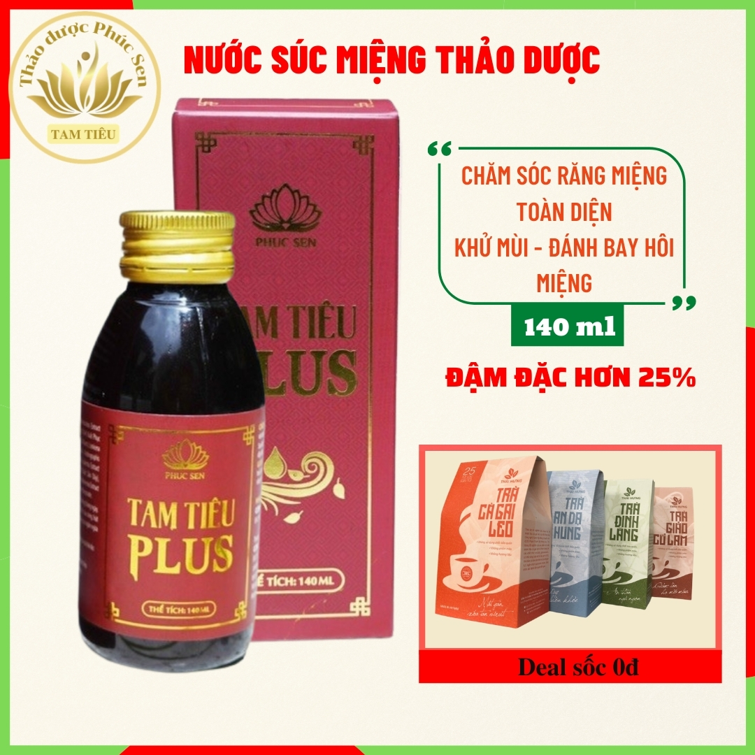 Nước Súc Miệng Thảo Dược Tam Tiêu Plus Thơm Miệng Khử Mùi Hôi Miệng Hiệu Quả - 140Ml