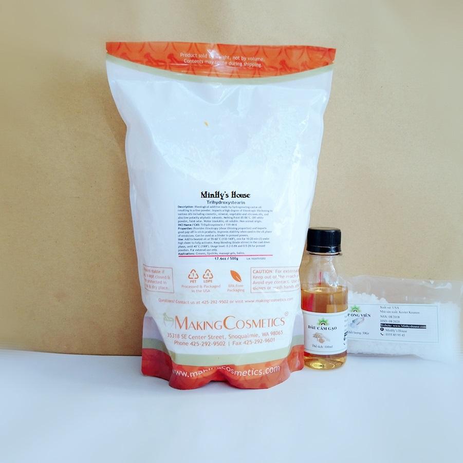 10g Bột lì trihydroxystearin_Làm lì dầy kháng khô_nguyên liệu làm mỹ phẩm handmade