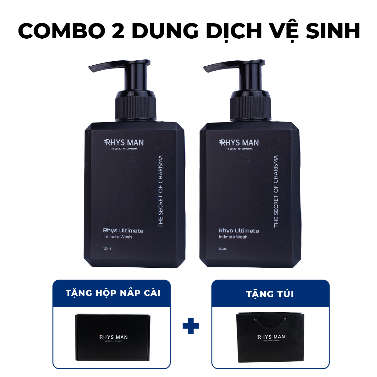 Combo 2 Dung dịch vệ sinh nam giới RHYS MAN Rhys Ultimate hương bạc hà thơm mát 120ml/chai - Hàng ch