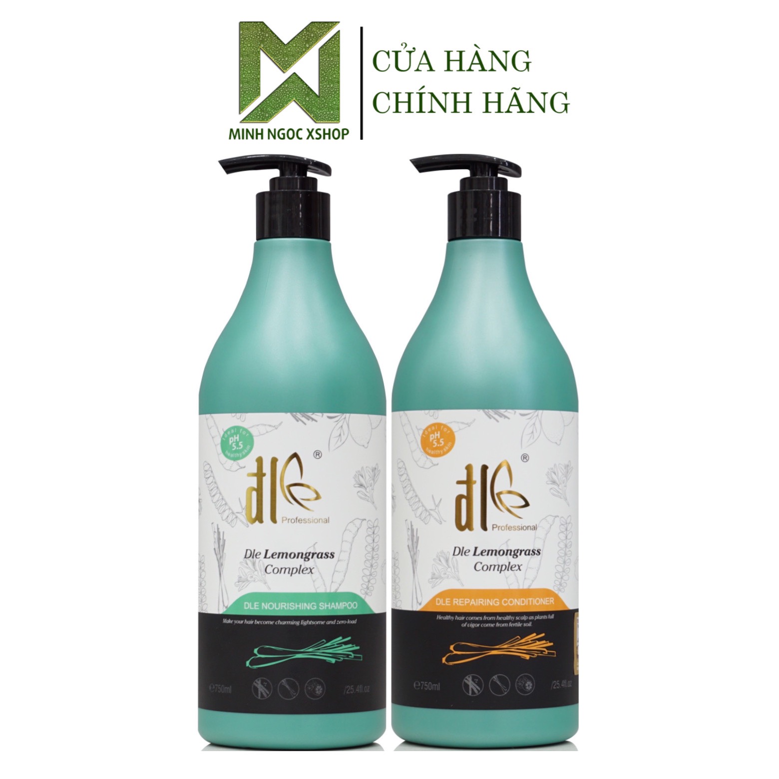 Dầu gội xả thảo dược tinh chất bồ kết sả chanh ĐL ĐLE Lemongrass 750ML phục hồi chống rụng kích mọc 