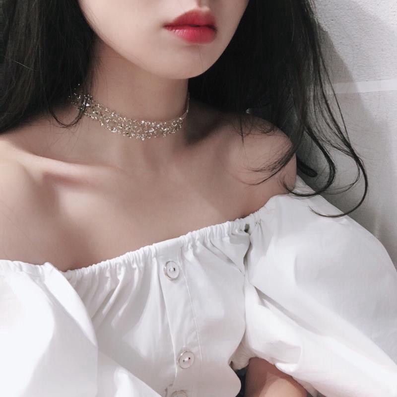 [Hcm]Choker Phụ Kiện Kim Sa - 2 Màu: Trắng Vàng