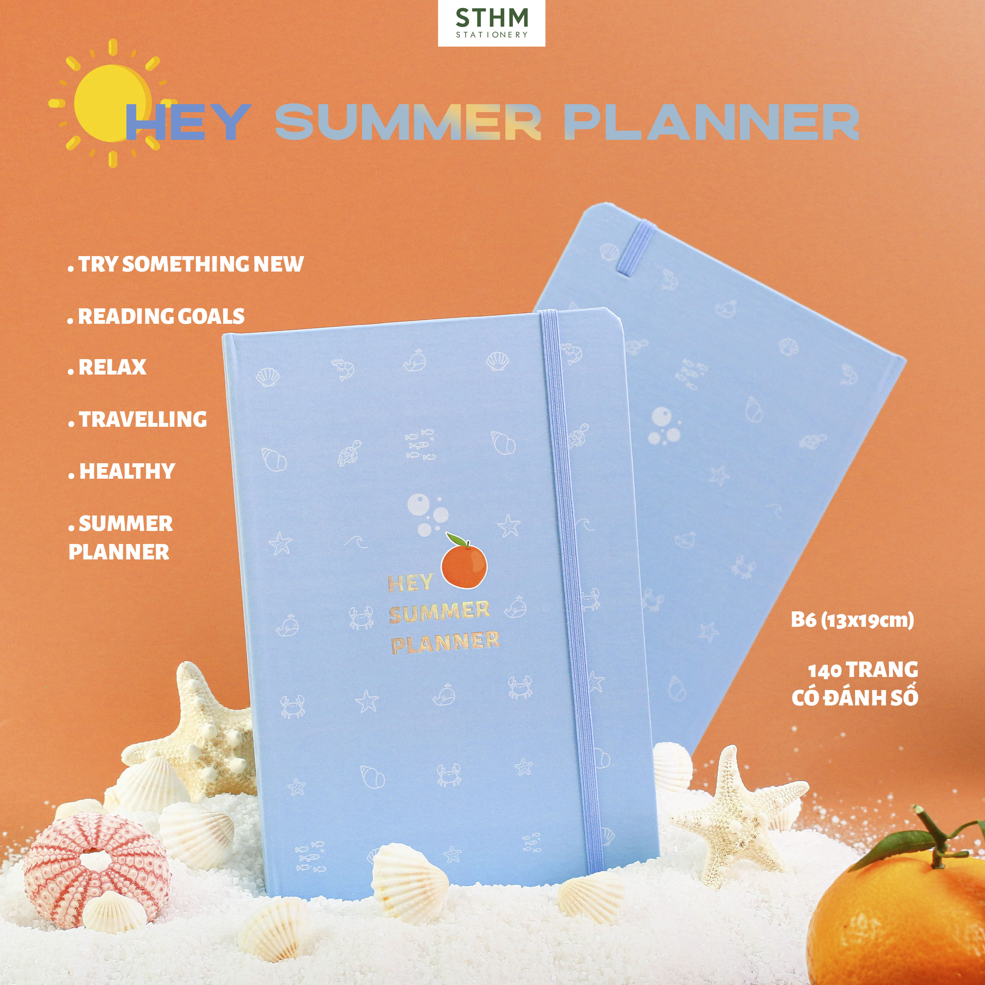 Hey Summer Planner - Sổ tay lập kế hoạch cho mùa hè - 140 trang đánh số - 13x19cm - STHM stationery