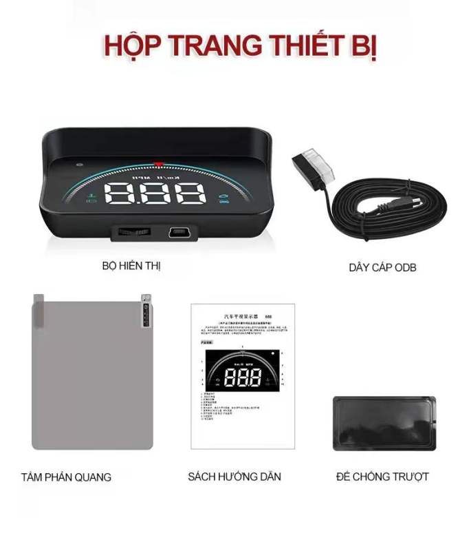 Bộ hiển thị tốc độ hắt kính lái HUD-M8 kết nối qua cổng OBD2