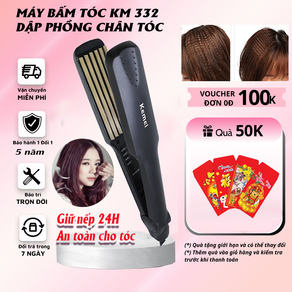 Máy Bấm Dập Phồng Chân Tóc Răng Vuông Máy Dập Xù Máy Tạo Nếp Tóc Mini Tiện Lợi Du Lịch Hàng Chuẩn Đẹ