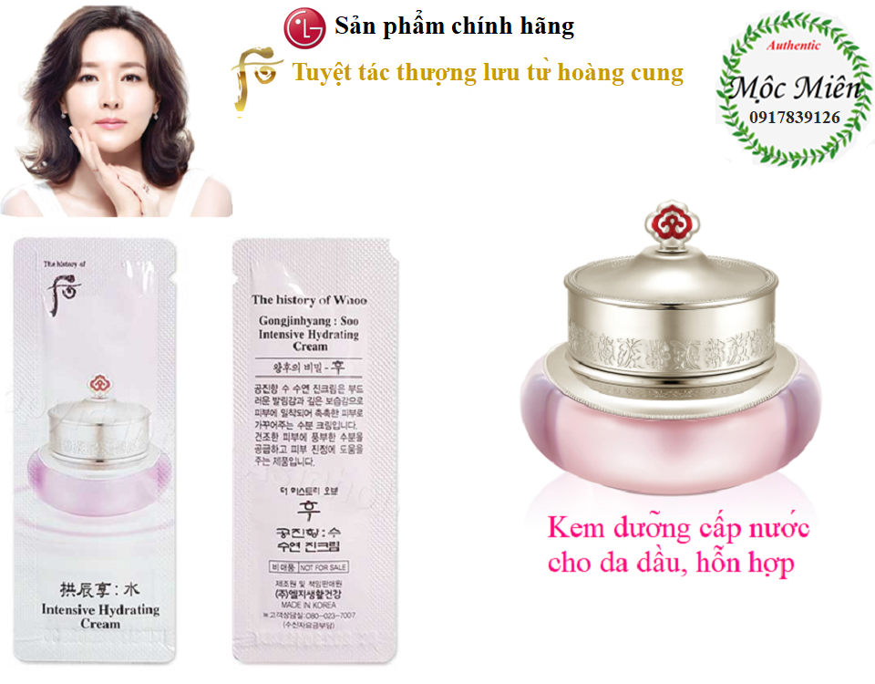 [Hcm]10 Gói Kem Dưỡng Cấp Nước Cho Da Dầu Thanh Lọc Da Trẻ Hóa Giảm Mụn Whoo Intensive Hydrating Cream 1Mlx10