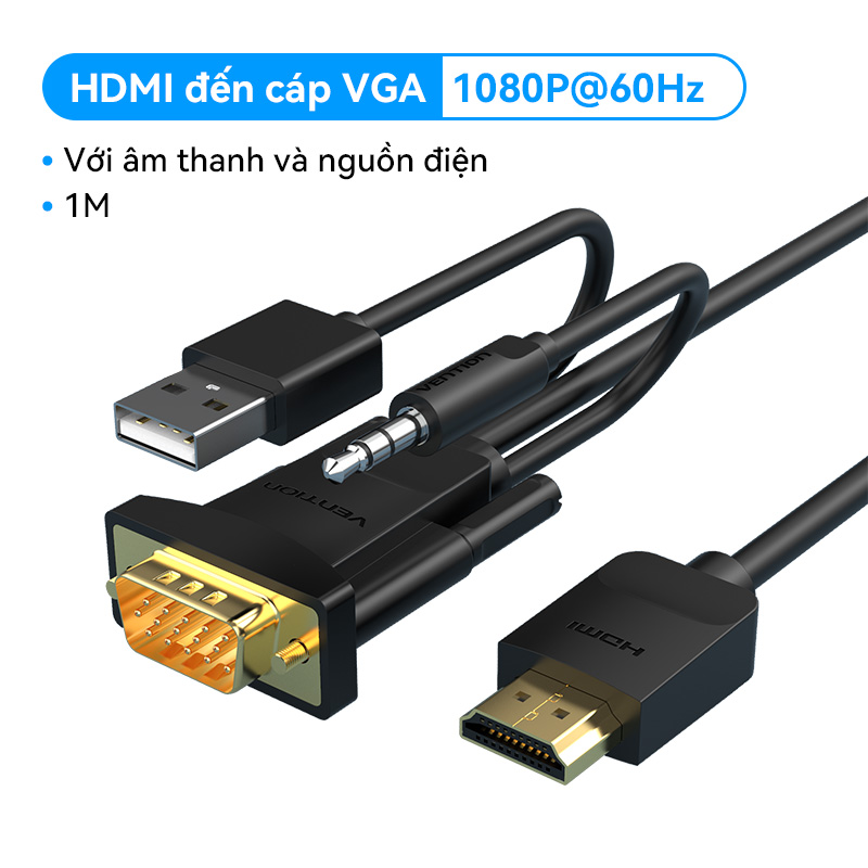 Vention HDMI to VGA Adapter Male to Famale Converter Adapter 1080P Video Audio for PC Laptop Tablet