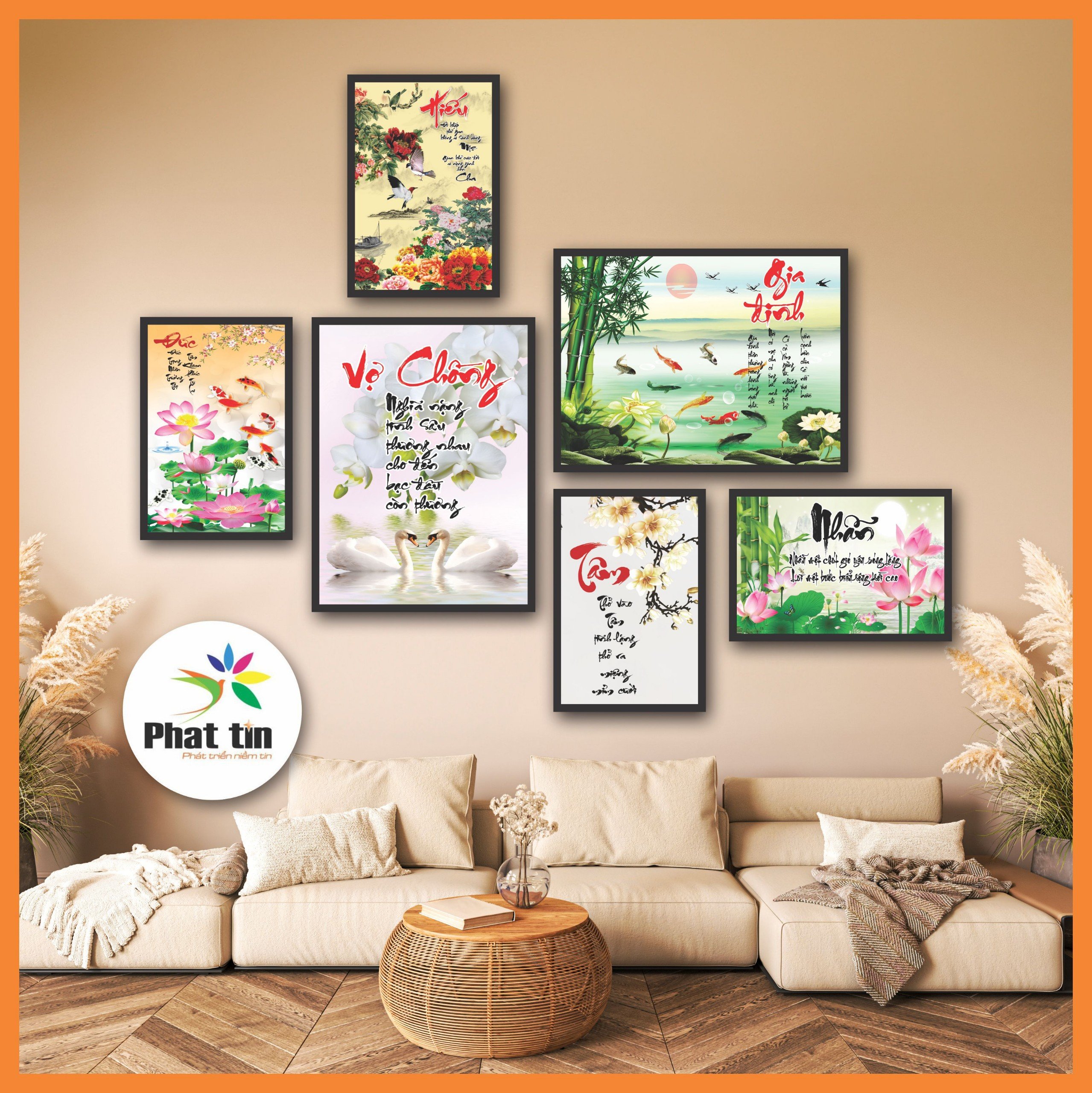50 mẫu Set 6 tranh dán tường gia đình cha mẹ vợ chồng  decor phòng khách phòng ngủ tranh decor Phát 